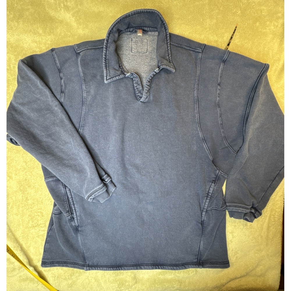 FREE PEOPLE We The Free Camden Henley Sweatshirt Oversized BLue L
